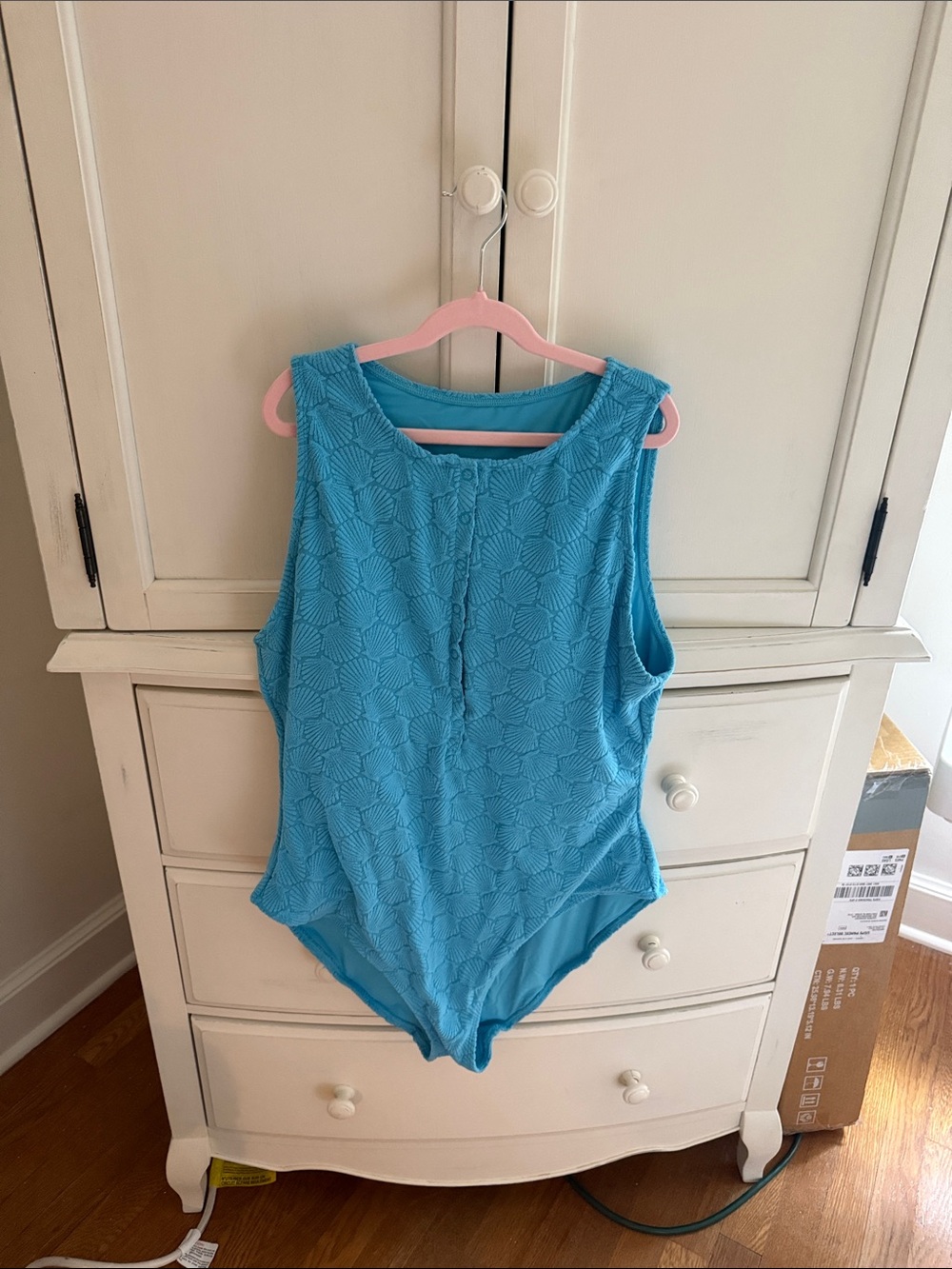 Andie Light Blue Textured One-Piece Swimsuit
